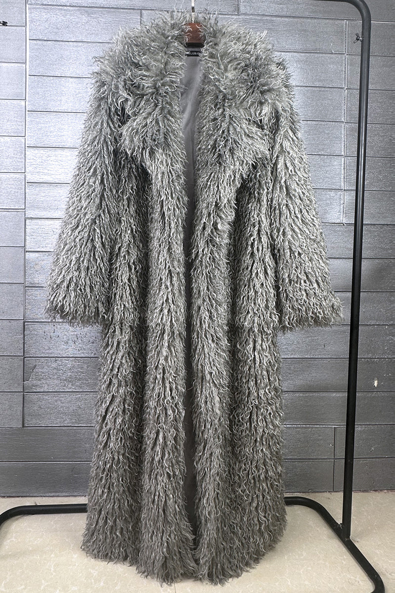 Long Shaggy Mongolian Faux Fur Coat for Women