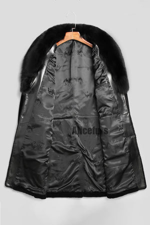 mens black single breasted coat with fur collar 4 Alicefurs