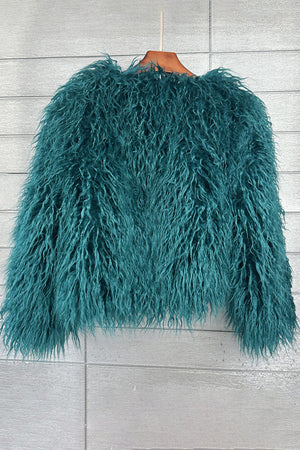 mongolian lamb fur jacket womens curly short coat in dark green 1 Alicefurs