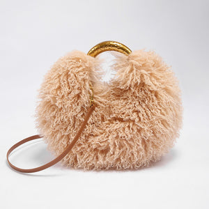mongolian thigh high fur boots and matching purse for women in khaki 2 Alicefurs