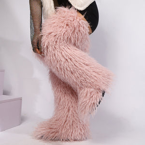 mongolian thigh high fur boots for women in light pink 2 Alicefurs