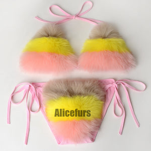 multicolor fur bikinis fuzzy bathing suits 4 Alicefurs