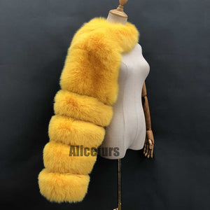 one arm fur sleeve for women in lemon Alicefurs