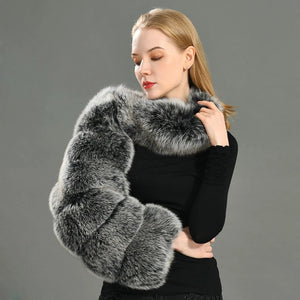 one arm fur sleeve for women in silver gray Alicefurs