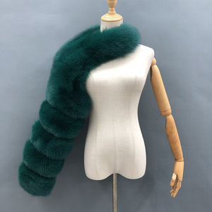 one sided fur sleeve for women in green Alicefurs
