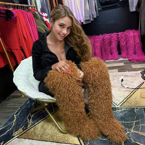 over the knee fur boots for women in brown 2 Alicefurs