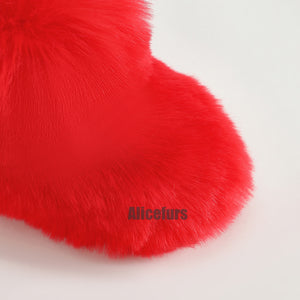 red fur boots for toddlers and kids holiday fluffy booties 5 Alicefurs