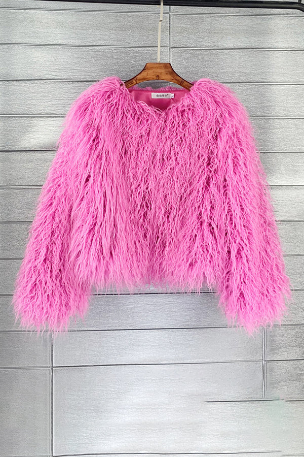 Shaggy Mongolian Faux Fur Jacket for Women
