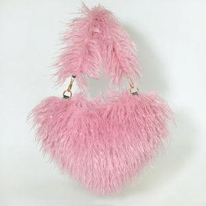 shaggy mongolian tall fur boots and purse matching set for women in pink 4 Alicefurs