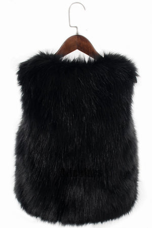 short faux fur vest autumn winter waistcoat for women in black 1 Alicefurs