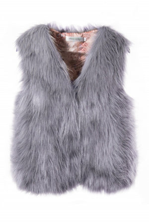short faux fur vest autumn winter waistcoat for women in gray Alicefurs