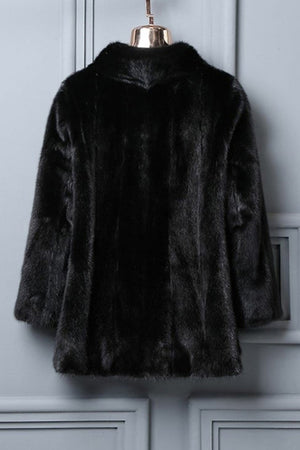 vintage faux mink jacket short fake fur coat for women in black 1 Alicefurs