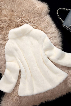 vintage faux mink jacket short fake fur coat for women in white 1 Alicefurs