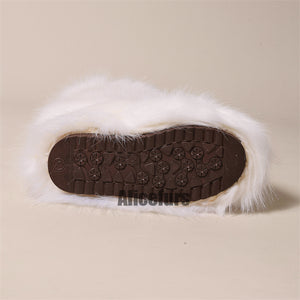 white fur boots in knee high length for women 5 Alicefurs