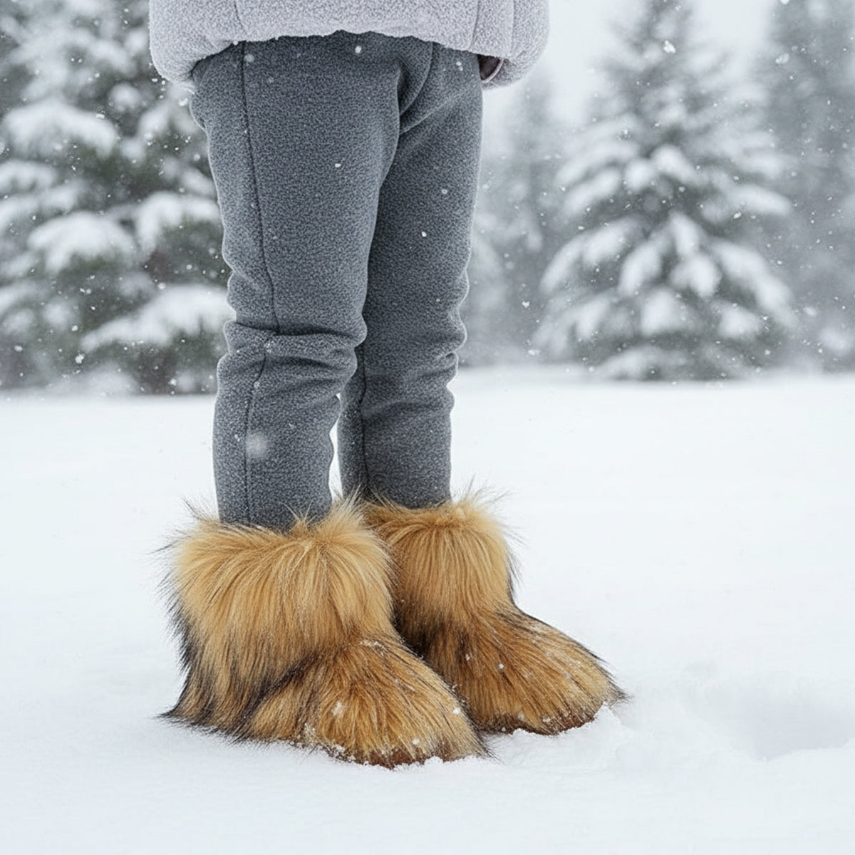 winter faux fur boots for toddlers and little girls in brown 9 Alicefurs