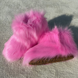 winter faux fur boots for toddlers and little girls in pink 2 Alicefurs