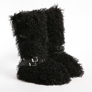 y2k mongolian fur boots knee high shaggy boots for women in black 7 Alicefurs