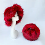 2 Pcs Fluffy Fur Handbag Wide Brim Hat