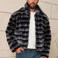 2025 mens striped fur jacket short faux chinchilla coat Alicefurs