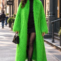 Faux Mongolian Fur Coat Full Length Shaggy OverCoat for Women