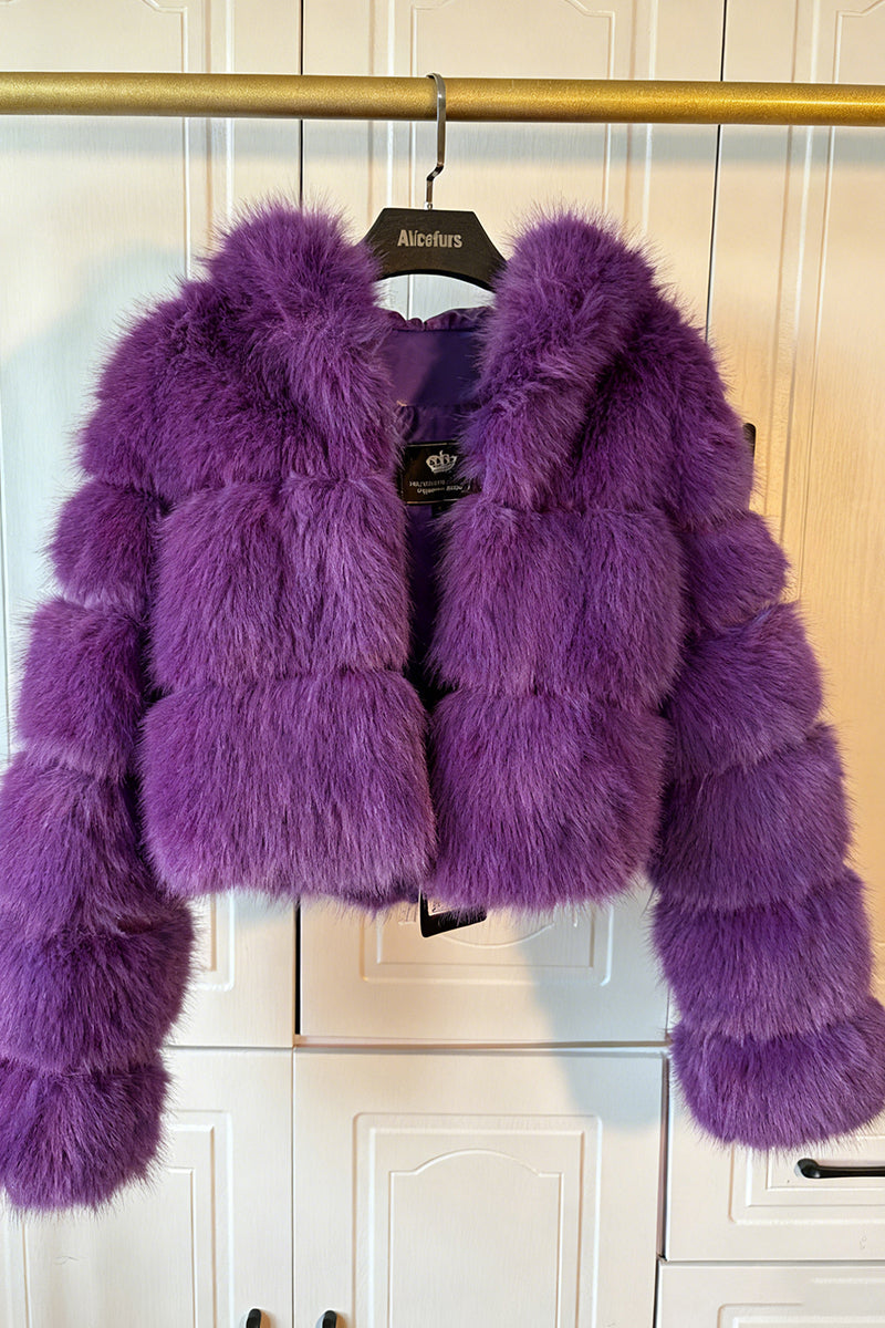 Faux Fur Jacket Winter Fluffy Cropped Coat for Women