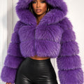 Veste en fausse fourrure pour femme, manteau court et moelleux d'hiver