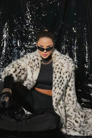belted dalmatian coat long faux fur leopard outerwear for women 3 Alicefurs