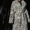 belted dalmatian coat long faux fur leopard outerwear for women Alicefurs