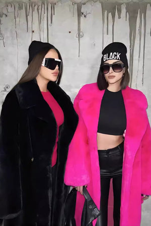 belted faux fur coat winter long trench overcoat for women Alicefurs