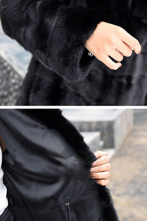 black fake fur coat hooded long tiered overcoat for women 5 Alicefurs