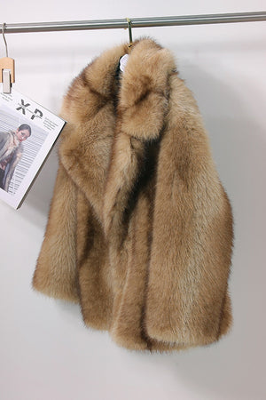 brown faux fur coat lapel collar short fluffy jacket for women 8 Alicefurs
