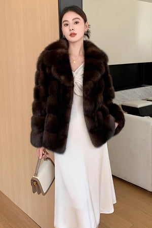 brown faux fur jacket short furry coat for women 4 Alicefurs