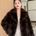 brown faux fur jacket short furry coat for women Alicefurs