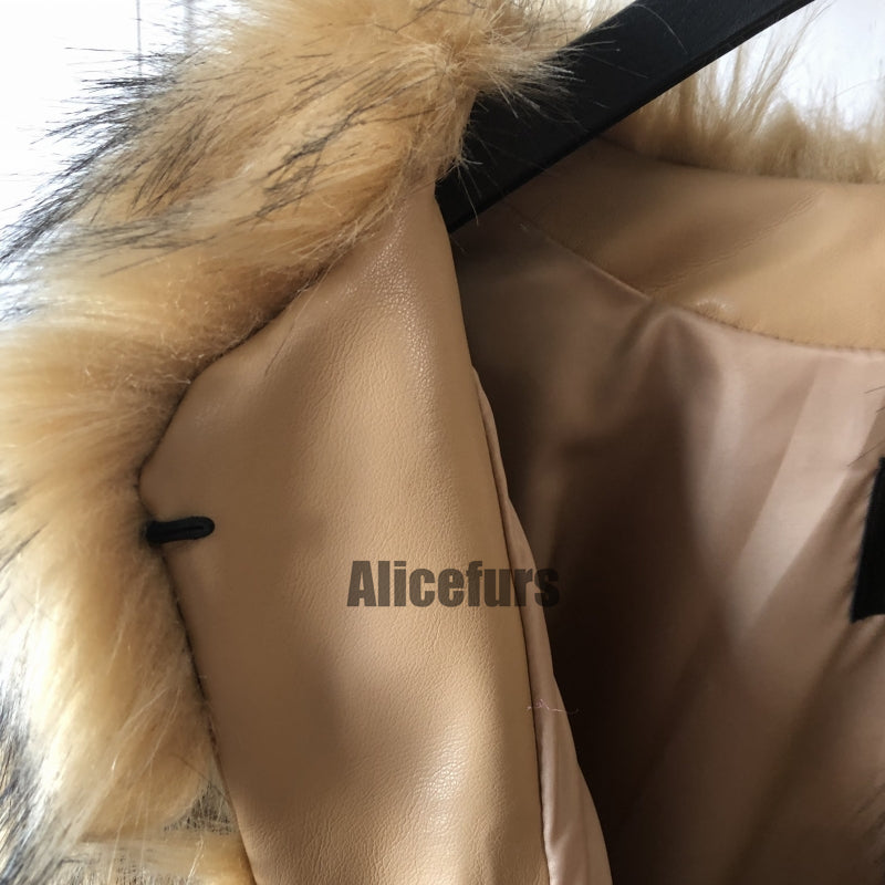Brown Faux Fur Jacket Winter Puffy Short Coat for Women