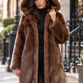 Faux Mink Coat Winter Hooded Outerwear for Women