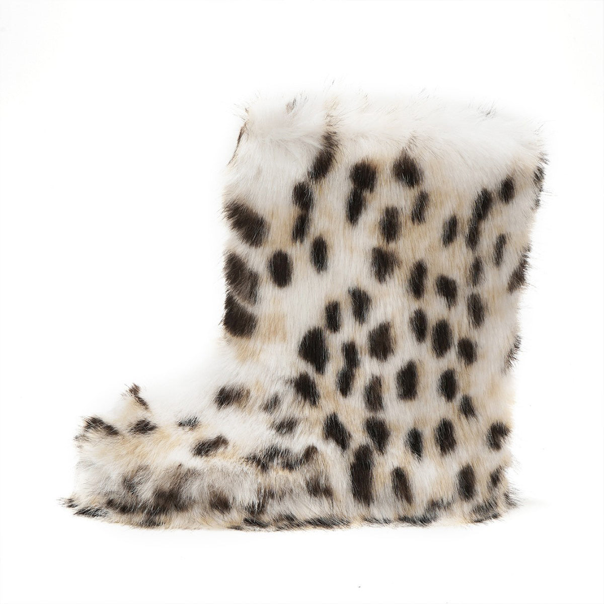 Cheetah Fur Boots Black and White Hairy Boots for Women