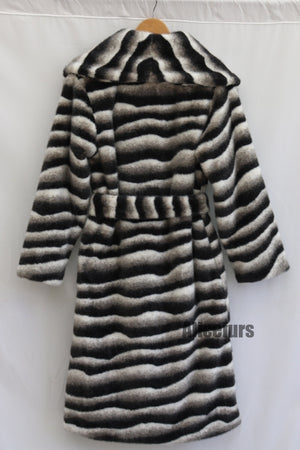 chinchilla faux fur coat belted long overcoat for women 2 Alicefurs