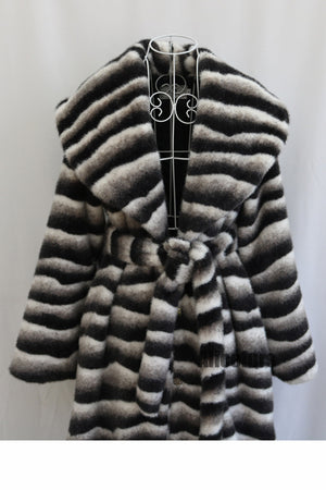 chinchilla faux fur coat belted long overcoat for women 7 Alicefurs
