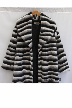 chinchilla faux fur coat belted long overcoat for women 8 Alicefurs
