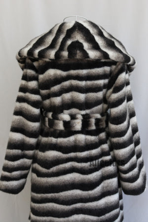 chinchilla faux fur coat belted long overcoat for women 9 Alicefurs