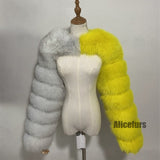 Colorblock Fur Sleeves Winter Furry Shrugs for Women