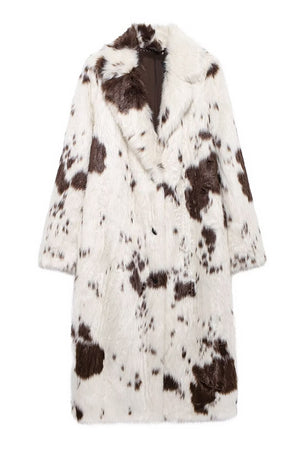 cow fur coat long animal print fluffy overcoat for women 6 Alicefurs