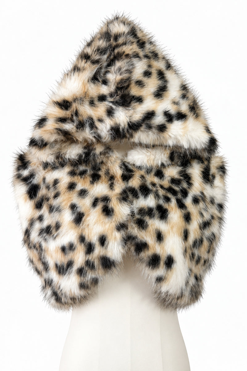 Cropped Dalmatian Faux Fur Bolero Short Sleeves Jacket with Hood