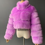 Cropped Faux Fur Jacket Winter Fluffy Short Outerwear for Women