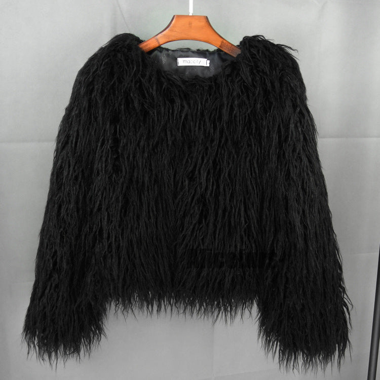 Curly Shearling Jacket Short Faux Fur Outerwear for Women