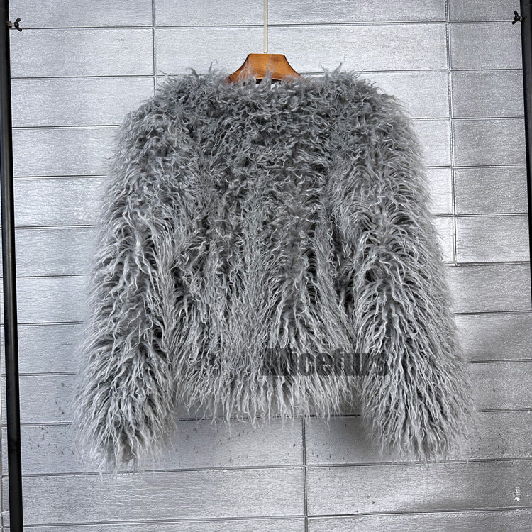 Curly Shearling Jacket Short Faux Fur Outerwear for Women