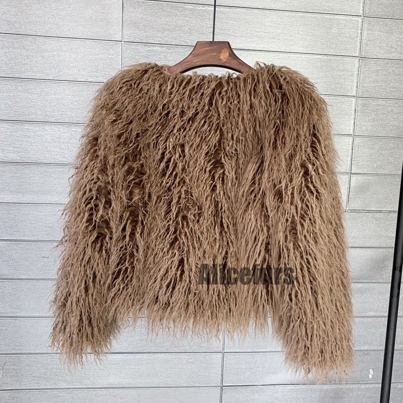 Curly Shearling Jacket Short Faux Fur Outerwear for Women