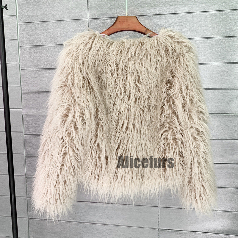 Curly Shearling Jacket Short Faux Fur Outerwear for Women