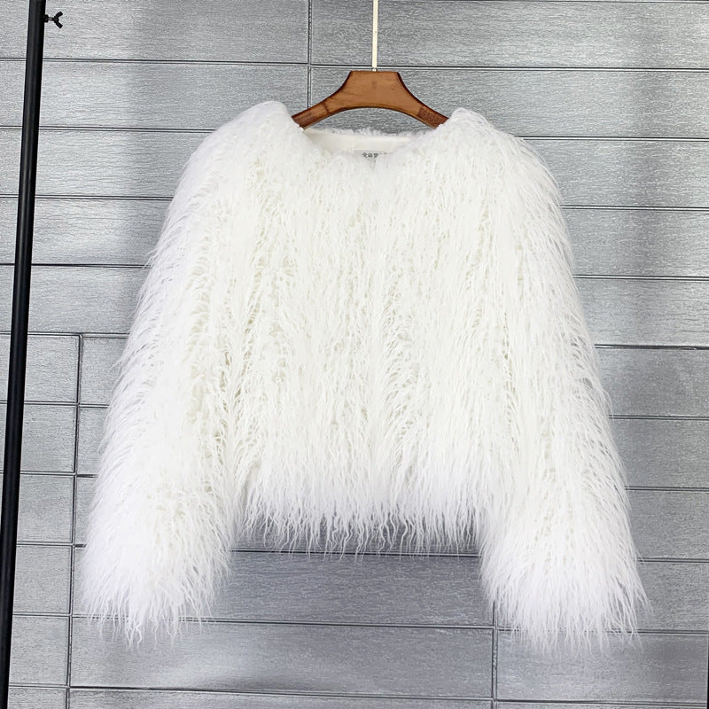 Curly Shearling Jacket Short Faux Fur Outerwear for Women