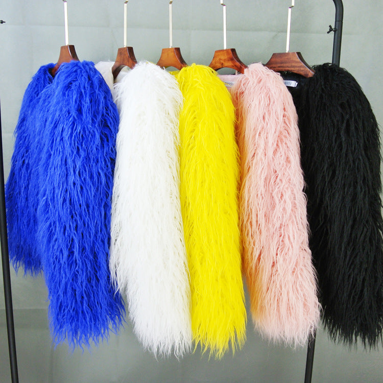 Curly Shearling Jacket Short Faux Fur Outerwear for Women